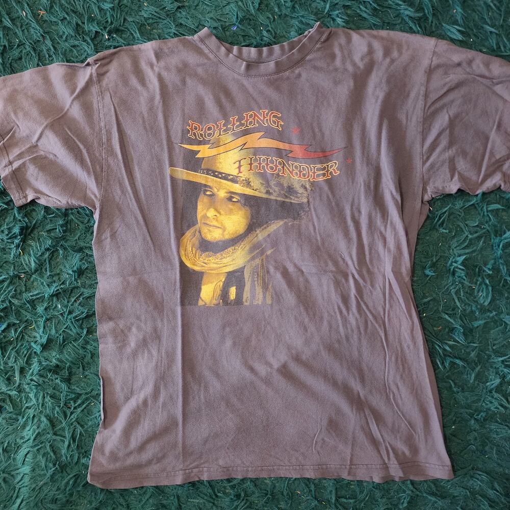 Bob Dylan Rolling Thunder Tee Portrait Lightning Graphic Vintage Style